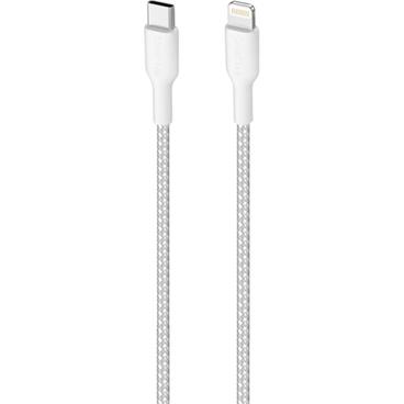 PURO Kevlar USB-C/MFi Lightning pletený kabel (20W) 2 m, bílý