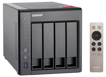 QNAP 4-Bay NAS, Intel Celeron Quad-Core 2.0GHz (up to 2.42GHz), 2GB DDR3L RAM (max 8GB), SATA 6Gb/s, 2 x GbE, hardware transcodin