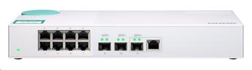 QNAP QSW-308-1C Eight 1GbE NBASE-T ports, Three 10GbE SFP+ with shared one 10GBASE-T ports unmanage switch, 10GbE NBASE-T suppor