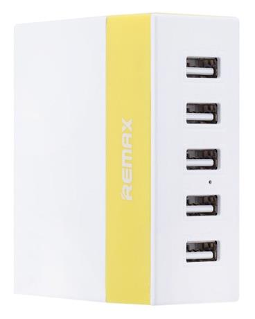REMAX nabíječka na USB RU-U1 / Bussines / výstup 5x USB 2.0 typ A samice / žlutá