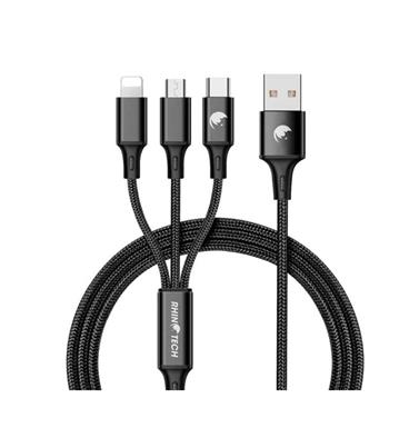 RhinoTech 3v1 USB-A kabel Micro + Lightning + Type-C 1.2m černá