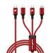 RhinoTech nabíjecí a datový kabel 3v1 USB-C (MicroUSB + Lightning + USB-C) 40W 1,2m červená