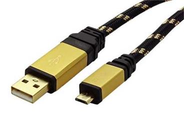 Roline Gold USB 2.0 kabel, USB A(M) - microUSB B(M), 1,8m