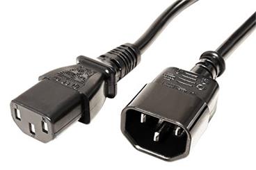 Roline Kabel síťový prodlužovací, IEC320 C14 - IEC320 C13, 0,5m, černý