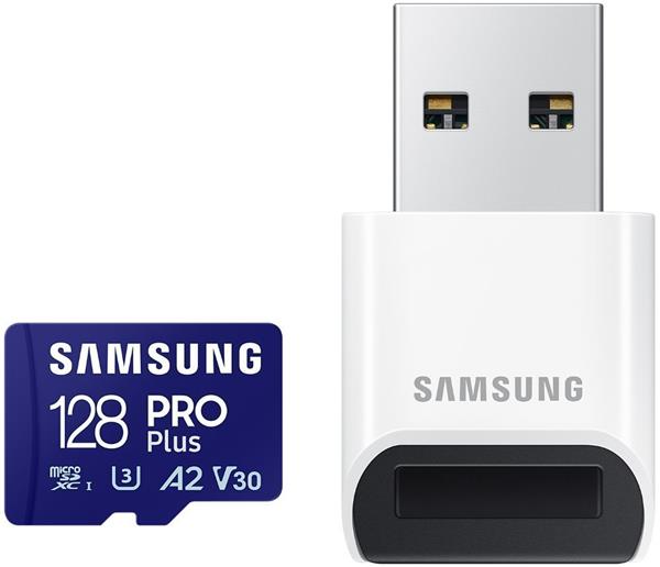 Samsung/micro SDXC/128GB/180MBps/USB 3.0/USB-A/Class 10/+ Adaptér/Modrá