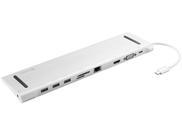 Sandberg dokovací stanice USB-C 10v1, stříbrná