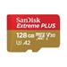 SanDisk Extreme PLUS microSDXC 128GB - 170MB/s R/90MB/s W, A2 C10 V30 UHS-I, Adapter