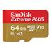 SanDisk Extreme PLUS microSDXC 64GB - 170MB/s R/90MB/s W, A2 C10 V30 UHS-I, Adapter
