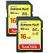 SanDisk Extreme Plus SDHC 16GB, 90MB/s - Class 10 UHS-I U3 2-pack