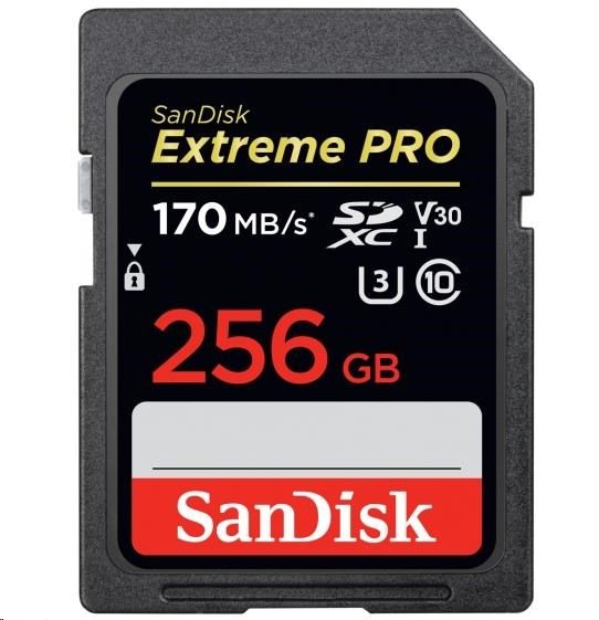 SanDisk Extreme Pro SDXC 256GB R:170 MB/s, W: 90 MB/s, Class 10 UHS-I U3 V30