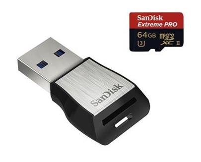 SanDisk microSDXC 64 GB Extreme Pro, 275MB/s, UHS-II, class 10/U3 + čtečka USB3.0