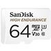 SanDisk MIcroSDXC karta 64GB High Endurance (R:100/W:40 MB/s, Class 10, U3 V30) + adaptér