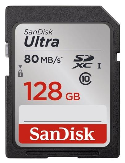 SanDisk SDXC 128 GB Ultra, 80MB/s, UHS-I, class 10/U1
