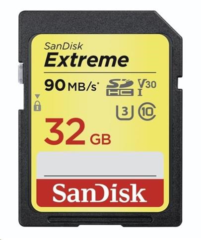 SanDisk SecureDigital SDHC Extreme (90 MB/s Class 10 UHS-I U3 V30) - 32 GB