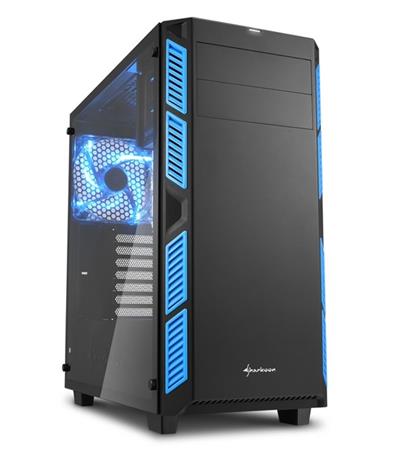 Sharkoon skříň AI7000 Glass Blue / Midi Tower / ATX / 2x USB3.0 / 2x USB2.0 / průhledná bočnice / modrá