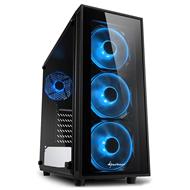 Sharkoon skříň TG4 Blue  / Middle Tower / 2x USB3.0 / průhledná bočnice / modré LED / černá