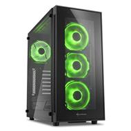 Sharkoon skříň TG5 Glass Green  / Middle Tower / 2x USB3.0 / 2x USB2.0 / průhledná bočnice / zelené LED / černá