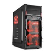 Sharkoon skříň VG5-W / Middle Tower / 2x USB3.0 / průhledná bočnice / červené LED / černá