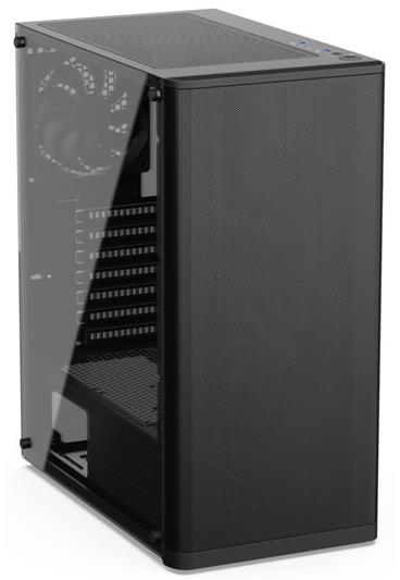 SilentiumPC skříň MidT Ventum VT2 TG / ATX / 2x120mm fan / 2xUSB 3.0 / tvrzené sklo / černá
