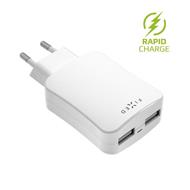 Síťová nabíječka FIXED s 2xUSB, 24W (2x 2,4A),bílá