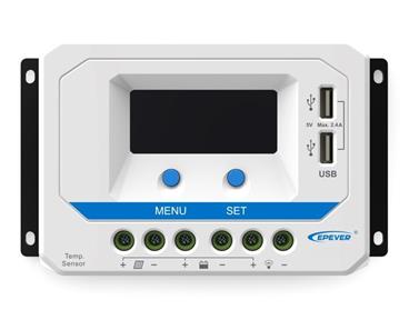 Solární PWM regulátor 12/24 V, 30 A, USB, vstup 50V (VS3024AU)