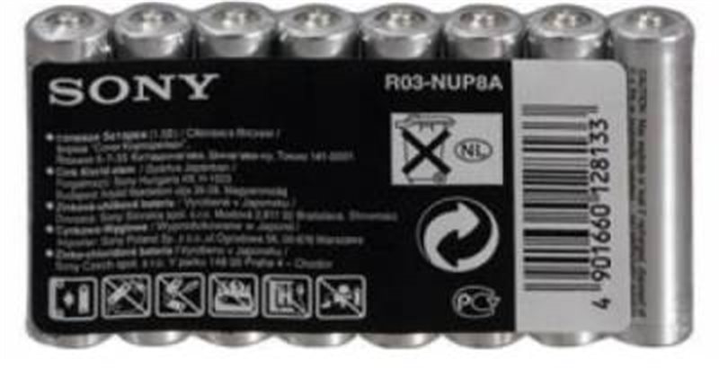 SONY Baterie tužkové R03NUP8A-EE, 8ks R3/AAA