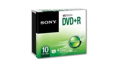 SONY DVD+R 4,7 GB, 16x, tenký obal, 10 ks