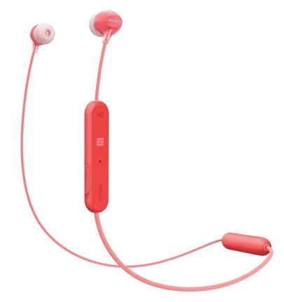 SONY WIC300R.CE7 Sportovní sluchátka s uchycením okolo ucha + ovladač pro telefon - Red