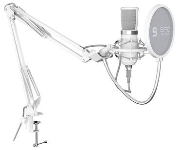 SPC Gear mikrofon SM950 Onyx White Streaming microphone / USB / polohovatelné rameno / pop filtr / bílý