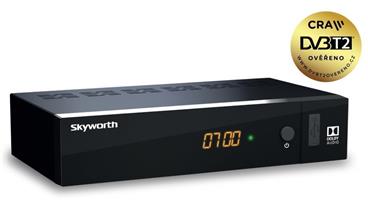 STRONG Skyworth DVB-T/T2 přijímač T21FTA/ Full HD/ H.265/HEVC/ CRA ověřeno/ PVR/ EPG/ USB/ HDMI/ LAN/ SCART/ černý