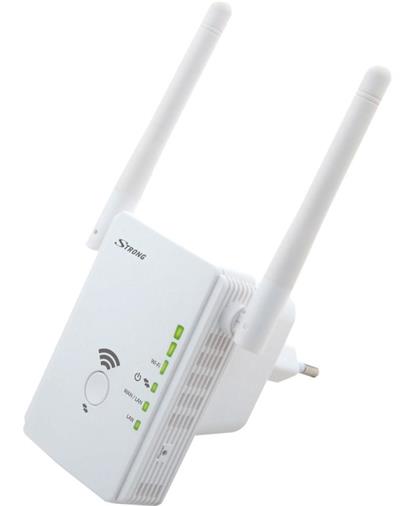 STRONG univerzální opakovač 300/ Wi-Fi standard 802.11n/ 300 Mbit/s/ 2,4GHz/ 2x LAN/ bílý