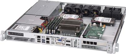 SUPERMICRO chassis short1U,4x fixed 2,5" HDD,2x400W,front I/O