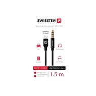 SWISSTEN AUDIO ADAPTÉR TEXTILE LIGHTNING (samec)/3,5 mm JACK(samec) 1,5 M ČERNÝ