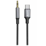 SWISSTEN AUDIO ADAPTÉR TEXTILE USB-C (samec) / 3,5 mm JACK (samec) 1,5M ČERNÝ (nahrazuje 73501303)