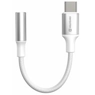 SWISSTEN AUDIO ADAPTÉR TEXTILE USB-C (samec) / 3,5mm AUX 0,15 M BÍLÝ (nahrazuje 73501302)