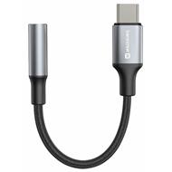 SWISSTEN AUDIO ADAPTÉR TEXTILE USB-C (samec) / 3,5mm AUX 0,15 M ČERNÝ (nahrazuje 73501301)