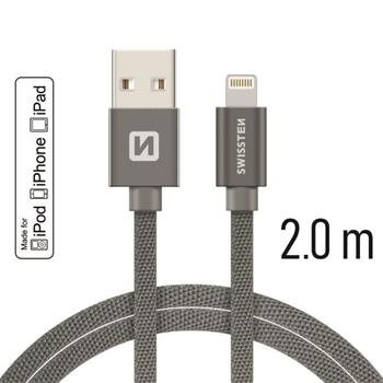 SWISSTEN DATA CABLE USB / LIGHTNING MFi TEXTILE 2,0M GREY