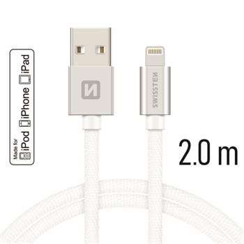 SWISSTEN DATA CABLE USB / LIGHTNING MFi TEXTILE 2,0M SILVER