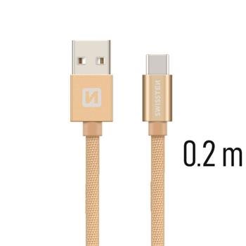 SWISSTEN DATA CABLE USB / USB-C TEXTILE 0,2M GOLD