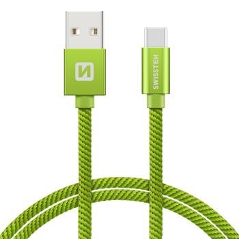 SWISSTEN DATA CABLE USB / USB-C TEXTILE 0,2M GREEN