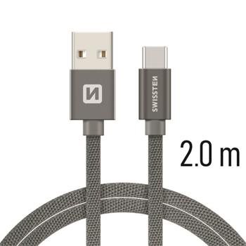 SWISSTEN DATA CABLE USB / USB-C TEXTILE 2,0M GREY