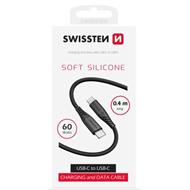 SWISSTEN DATOVÝ KABEL SOFT SILICONE USB-C / USB-C 0,4 M ČERNÝ