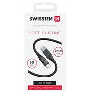 SWISSTEN DATOVÝ KABEL SOFT SILICONE USB / USB-C 0,4 M ČERNÝ