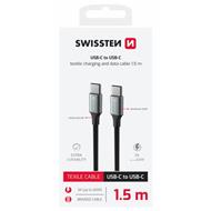 SWISSTEN DATOVÝ KABEL TEXTILE II USB-C / USB-C 1,5 M ČERNÝ