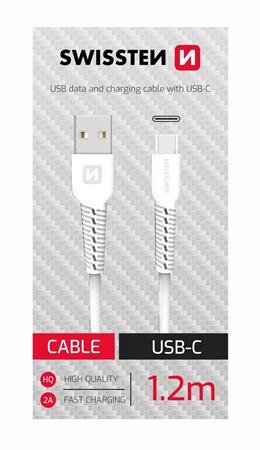 SWISSTEN DATOVÝ KABEL USB/USB-C BÍLÝ 1,2M (SAMOPRODAVAČ)