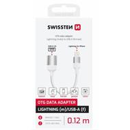 SWISSTEN OTG ADAPTÉR TEXTILE LIGHTNING (samec) / USB-A (samice) 0,12 M BÍLÝ