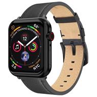 SWISSTEN ŘEMÍNEK PRO APPLE WATCH KOŽENÝ 42 / 44 / 45 / 49 mm ČERNÝ (černá spona a černé poutko)