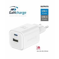 SWISSTEN SÍŤOVÝ ADAPTÉR GaN 1x USB-C 45W PD + 1x USB-A 18W QC BÍLÝ