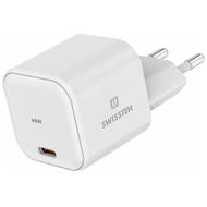 SWISSTEN SÍŤOVÝ ADAPTÉR GaN 1x USB-C 45W POWER DELIVERY BÍLÝ