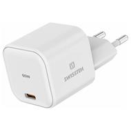 SWISSTEN SÍŤOVÝ ADAPTÉR GaN 1x USB-C 65W POWER DELIVERY BÍLÝ